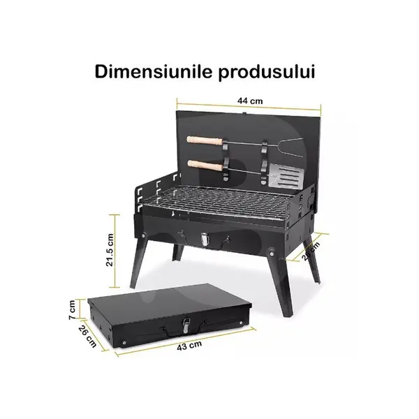 Dimensiuni grătar portabil pentru grădină și camping