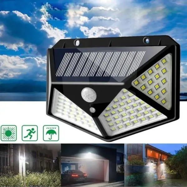 Lampă solară LED 100 cu senzor de mișcare pentru exterior