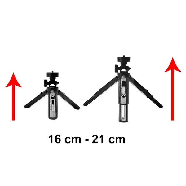 Mini trepied telefon cu înălțime reglabilă între 16 și 21 cm