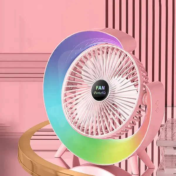 Mini ventilator portabil cu iluminare LED RGB