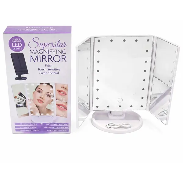 Oglindă cosmetică triplă LED cu ambalaj original