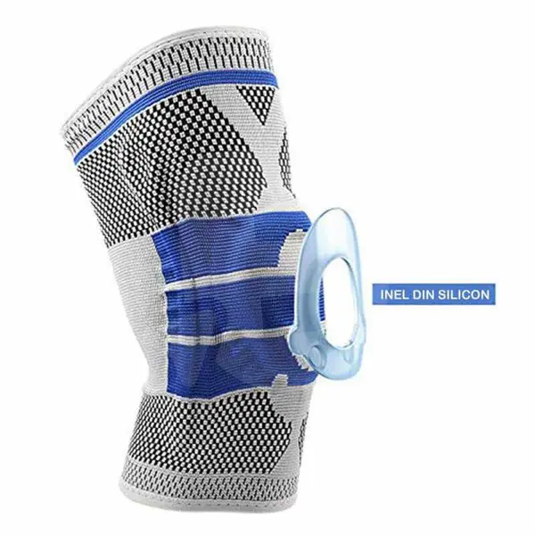 Orteză elastică genunchi cu stabilizatori metalici pentru susținere