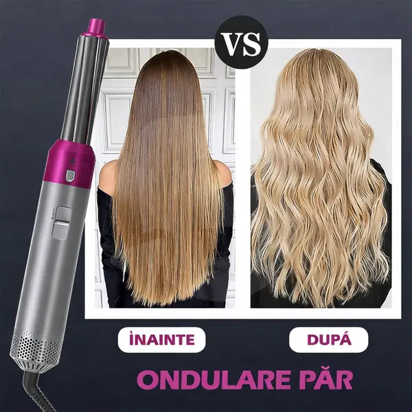 Ondulare păr cu perie Hot Air Styler 5 în 1 înainte și după utilizare