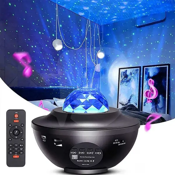 Proiector Star Galaxy LED cu Difuzor Bluetooth, 14 culori, telecomandă, efect cer înstelat