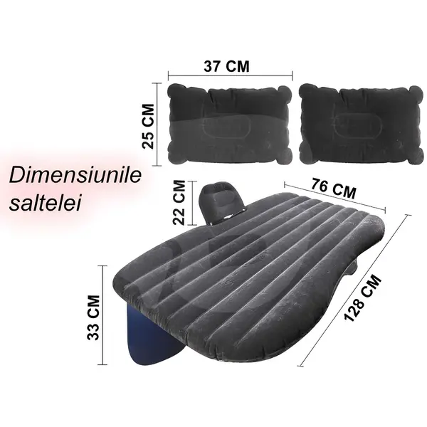 Dimensiuni saltea gonflabilă pentru mașină Couch Air