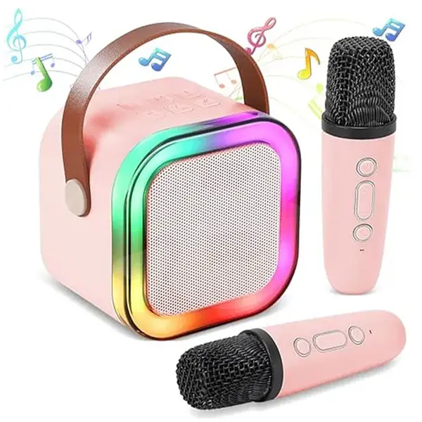 Set Smart 7 în 1 K12 cu Smartwatch AMOLED, Boxă Bluetooth Karaoke și Microfoane Wireless