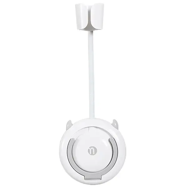 Suport rotativ pentru uscător de păr, unghi reglabil, rotație 360°, autoadeziv, alb/gri