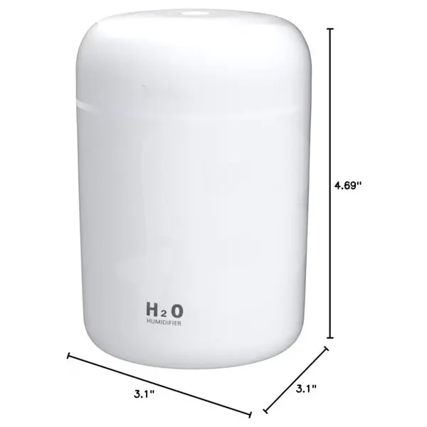 Umidificator mini portabil cu ultrasunete H2O 300 ml alb