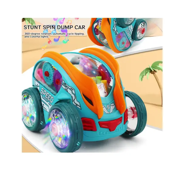 Masina cu lumini si sunete, Jucarie interactiva si distractiva, transparenta, rotativa 360 de grade, care se rostogoleste 6511110046702 CON-234