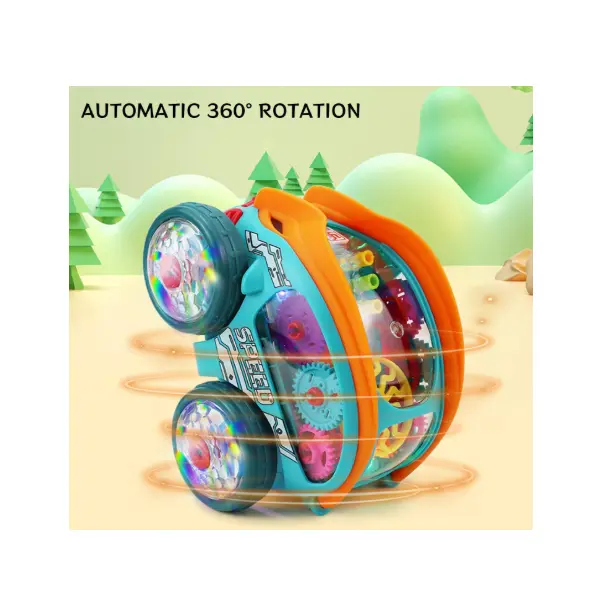 Masina cu lumini si sunete, Jucarie interactiva si distractiva, transparenta, rotativa 360 de grade, care se rostogoleste 6511110046702 CON-234