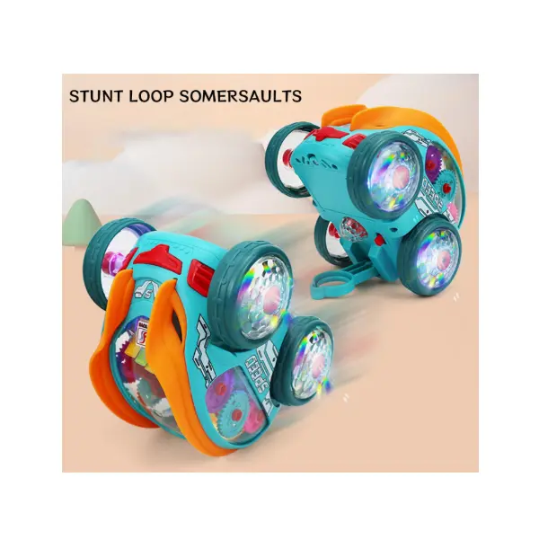 Masina cu lumini si sunete, Jucarie interactiva si distractiva, transparenta, rotativa 360 de grade, care se rostogoleste 6511110046702 CON-234