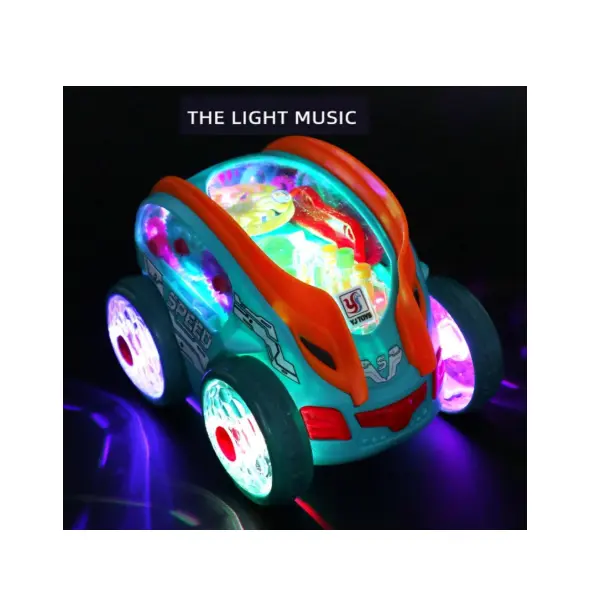 Masina cu lumini si sunete, Jucarie interactiva si distractiva, transparenta, rotativa 360 de grade, care se rostogoleste 6511110046702 CON-234