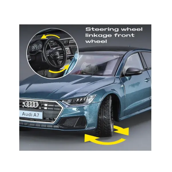 Masina metalica A7, 1:24, directie activa roti fata, suspensii, lumini si sunet 6511110051447 CON-270