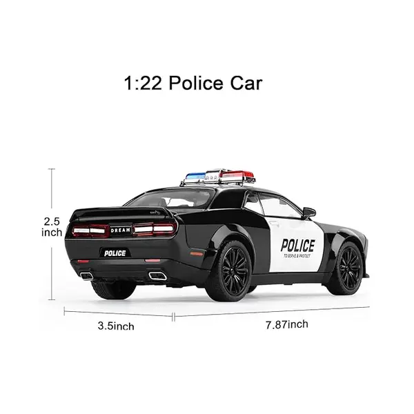 Masina metalica Politie , Sunete si lumini, Usile, capota si portbagajul se deschid 6511110049147 CON-159