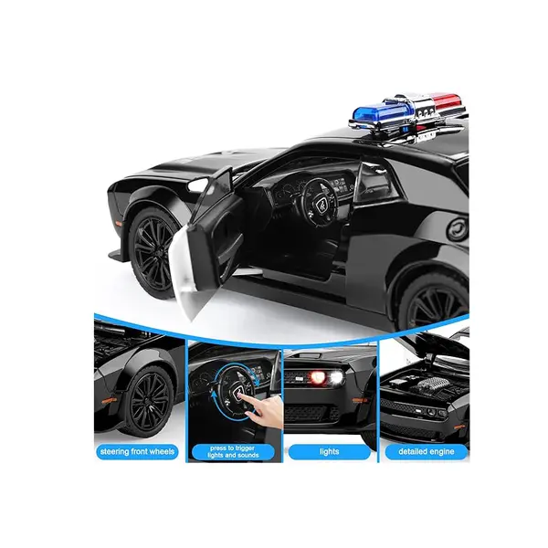 Masina metalica Politie , Sunete si lumini, Usile, capota si portbagajul se deschid 6511110049147 CON-159