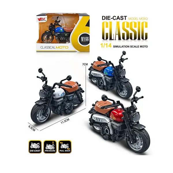 Motocicleta Classical,din metal, cu sunete si lumini, mecanism pull-back, 3 tipuri 6511110047969 CON-72