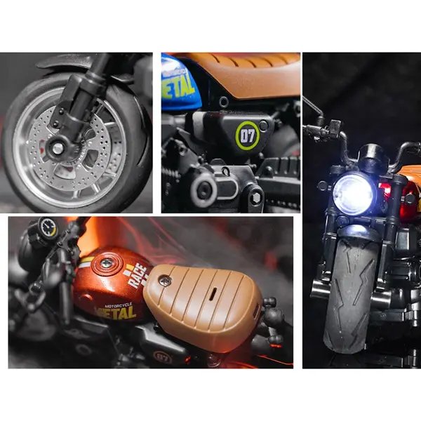 Motocicleta Classical,din metal, cu sunete si lumini, mecanism pull-back, 3 tipuri 6511110047969 CON-72