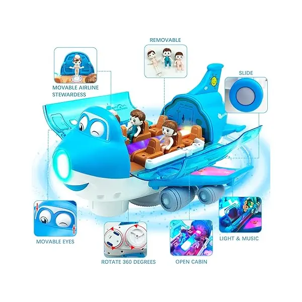 Avion cu Pasageri Lumina si Sunet ,Albastru 6511110044784 CON-318