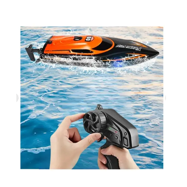 Barca cu telecomanda iUni HJ812, RC Racing Speed Boat Drift, Viteza 25 km/h, 2.4GHz, Portocaliu CON-360