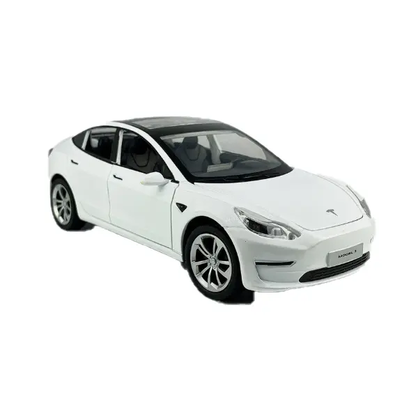 Masina Metal Model 3, cu Faruri si Stopuri care Lumineaza, Sunete realistice de Motor si Alarma, cu Functie Pull-Back, cu Functie de Deschidere a Usilor CON-280