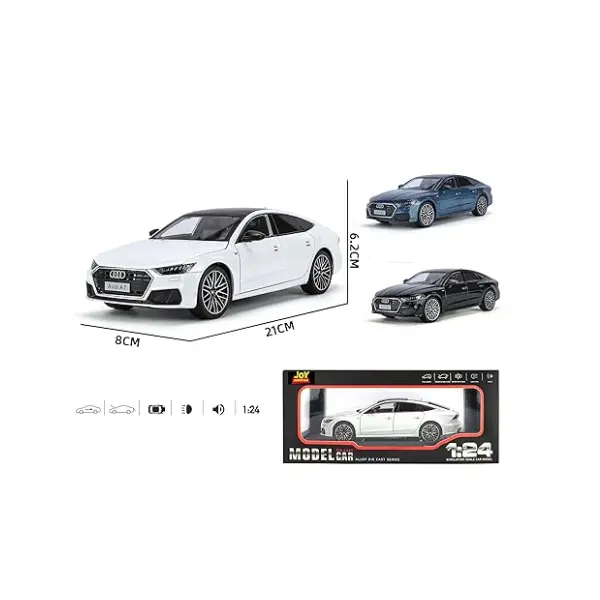 Masina metalica A7, 1:24, directie activa roti fata, suspensii, lumini si sunet 6511110051447 CON-270