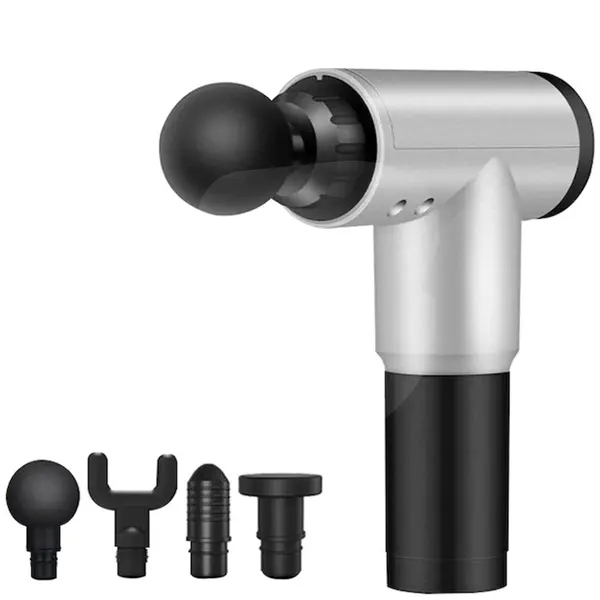 Aparat de masaj profesional anticelulitic Fascial Gun cu 4 capete și vibrații