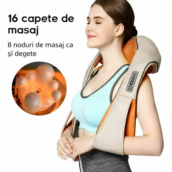 Aparat masaj umeri cu 16 capete shiatsu
