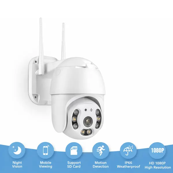 Cameră supraveghere rotativă PTZ cu LED-uri infraroșu și lumină albă