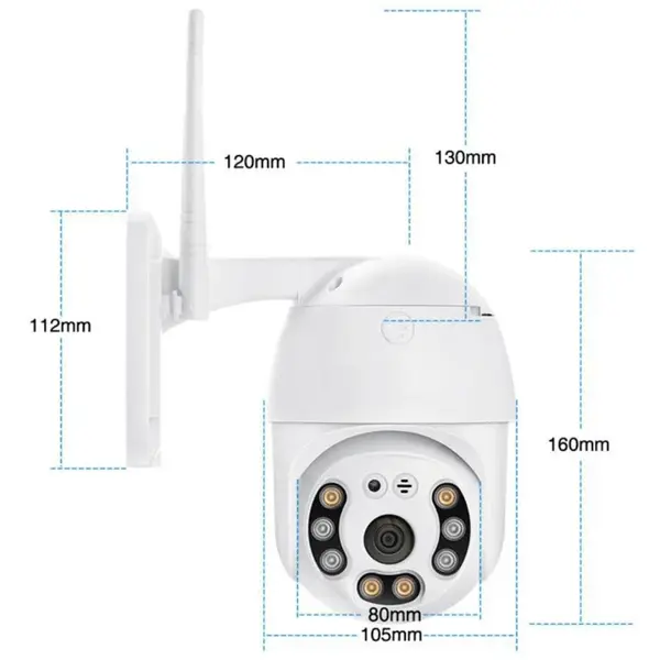 Cameră supraveghere WiFi exterior 1080P – dimensiuni și montaj