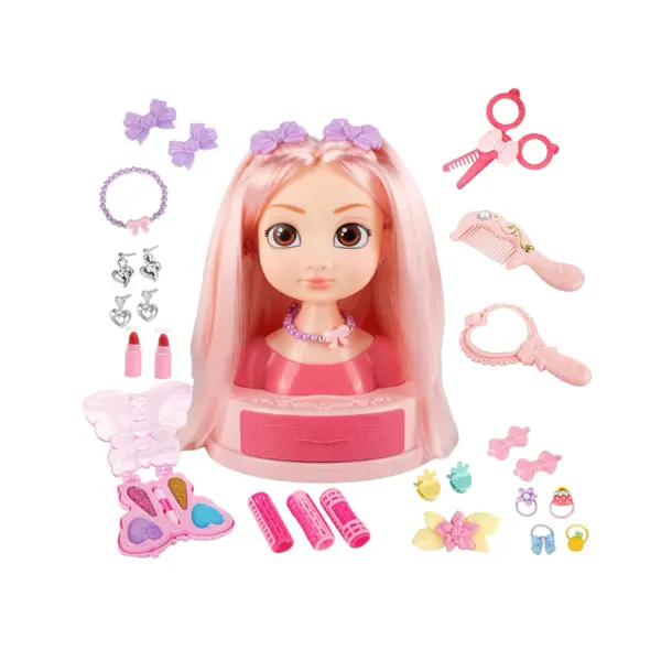 Cap de păpușă Veitch Fairytales cu 19 accesorii pentru coafat și machiaj