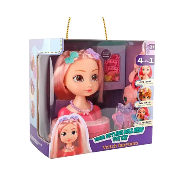 Cap de păpușă pentru coafat cu 19 accesorii