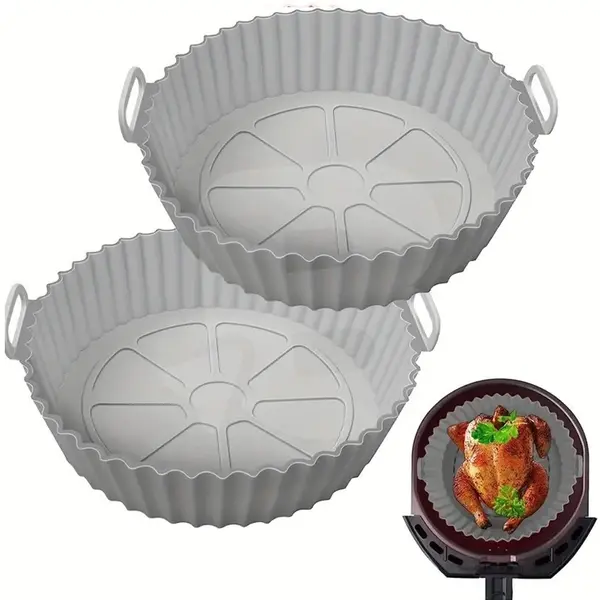 Farfurie din silicon reutilizabilă pentru friteuză cu aer cald, culoare gri, 20 cm