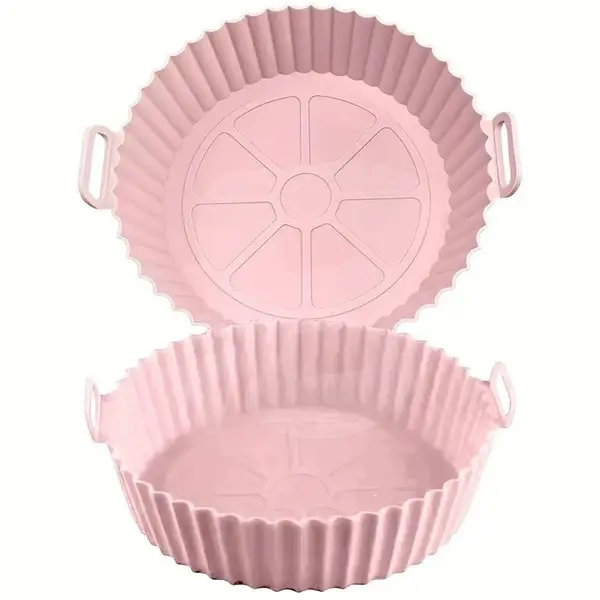 Farfurie din silicon reutilizabilă pentru friteuză cu aer cald, rotundă, cu mânere, 20 cm