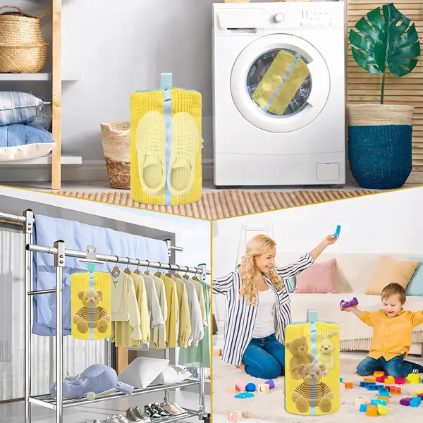 Sac pentru spălat încălțăminte din microfibră chenille galben