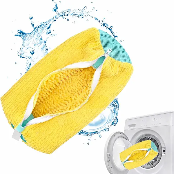 Sac pentru spălat încălțăminte cu protecție anti-deformare, microfibră chenille, 39×19 cm