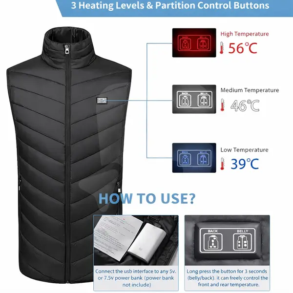 Buton control temperatură vestă încălzită electric