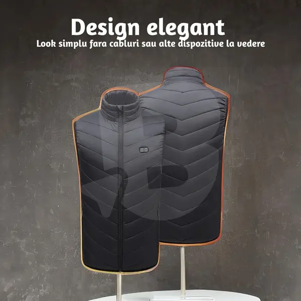 Vestă încălzită electric față și spate design elegant