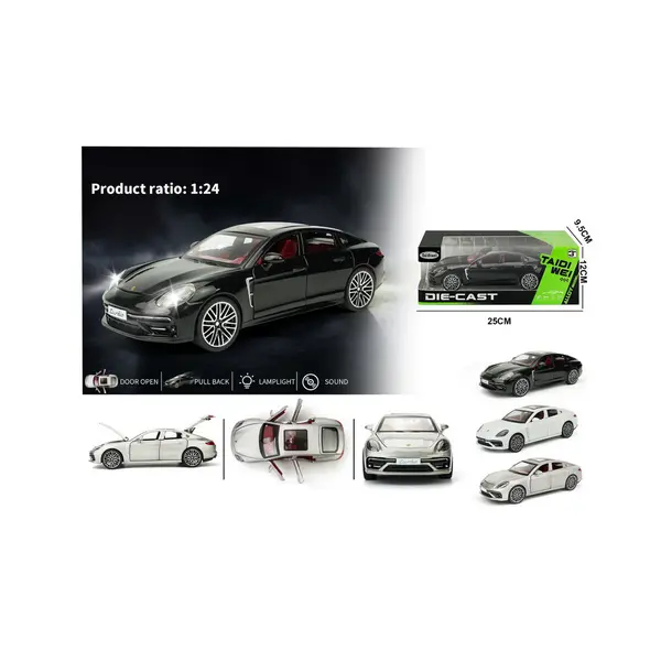 Mașinuță metalică Porsche Panamera Turbo S die-cast 1:24 cu lumini și sunete