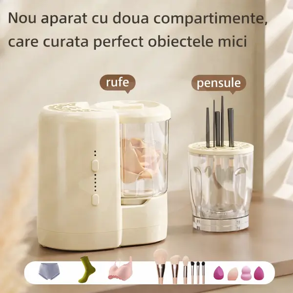 Compartiment special pentru spălarea pensulelor de machiaj