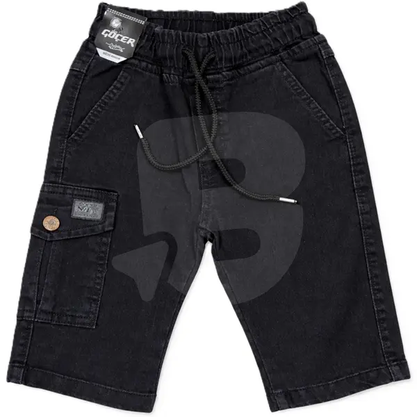 Set 5 Pantaloni Scurți din Blugi pentru Băieți, Model Cargo, Culoare Negru, 3–7 ani și 8–12 ani