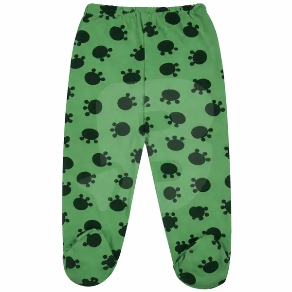 Pantaloni bebeluși din bumbac verde cu model broscuță Frog, 3–6 luni