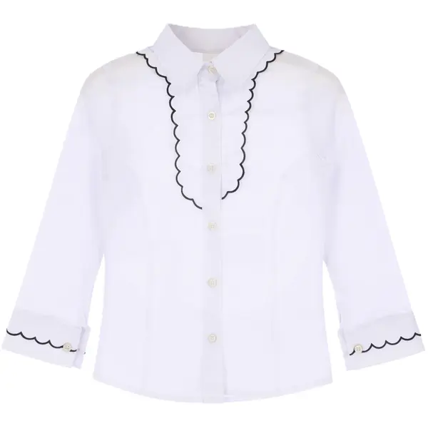 Set 4 Cămăși Albe pentru Fete din Bumbac, cu Guler Elegant – 6–10 ani