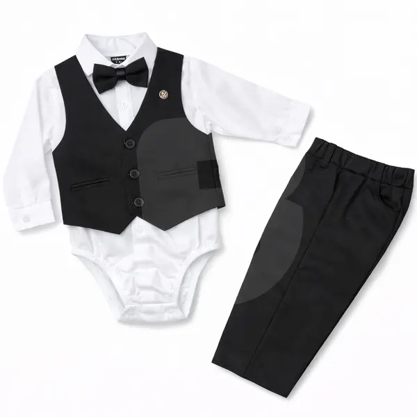 Set 4 Costume Elegante pentru Bebeluși Băieți, 4 Piese, Culoare Negru – 6–18 luni