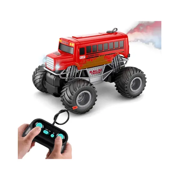 Mașină cu Telecomandă Tip Monster Truck, Scara 1:16, Funcție de Pulverizare (Spray), Lumini LED și Acumulator Reîncărcabil