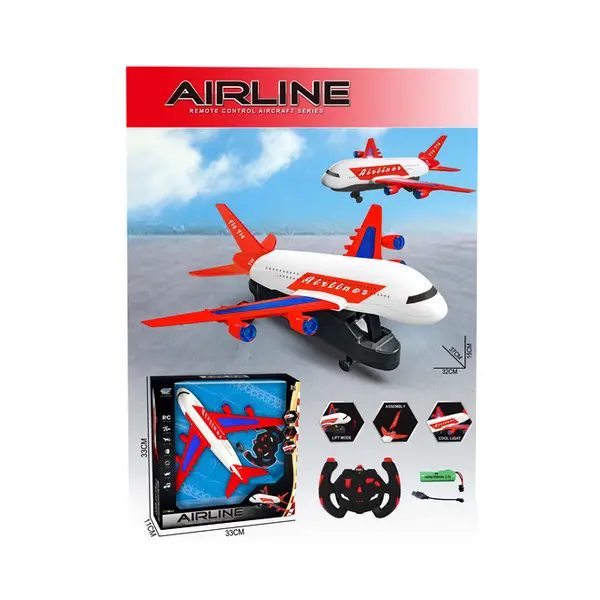 Avion cu telecomandă AIRLINE cu lumini, sunete și funcție bump & go