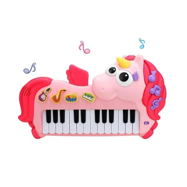 Orgă Muzicală Interactivă "Magic Unicorn", Roz, cu Multiple Funcții, Melodii și Efecte Luminoase