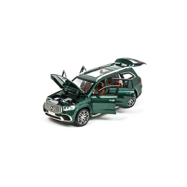 Machetă Auto Metalică Mercedes-Benz GLS 63 AMG, Scară 1:24, 3 Efecte Sonore, 6 Portiere/Capote Mobile, Lumini LED, Lungime 21 cm