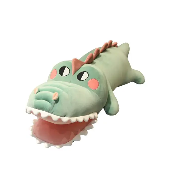 Crocodil de Pluș Gigant, Material Ultra-Pufos și Moale, Ideal pentru Îmbrățișări sau Decor, Dimensiuni 56 x 17 cm, Verde