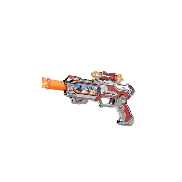 Pistol Interactiv „Cool Spray” cu Efect de Abur Realist, Lumini LED, Sunete de Luptă și Vibrații, Lungime 26 cm, Multicolor