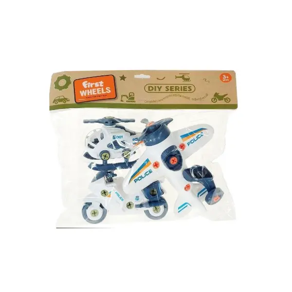 Set vehicule poliție de jucărie cu asamblare și demontare